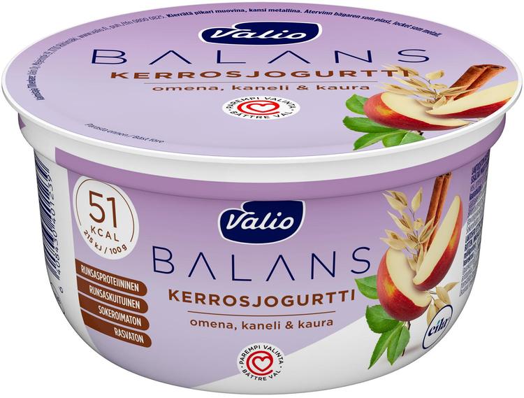 Valio Balans kerrosjogurtti 150 g omena-kaneli-kaura rasvaton laktoositon