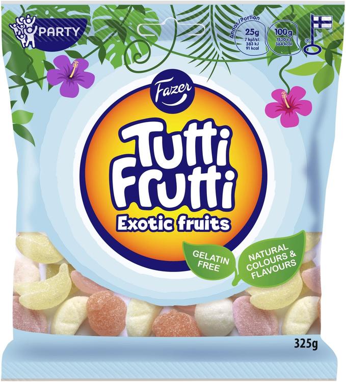 Fazer Tutti Frutti Exotic Fruits natural karkkipussi 325 g
