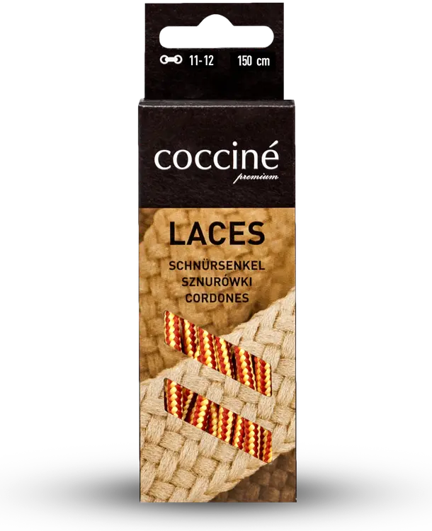 Coccine kengännauha 150 cm, keltainen/ruskea