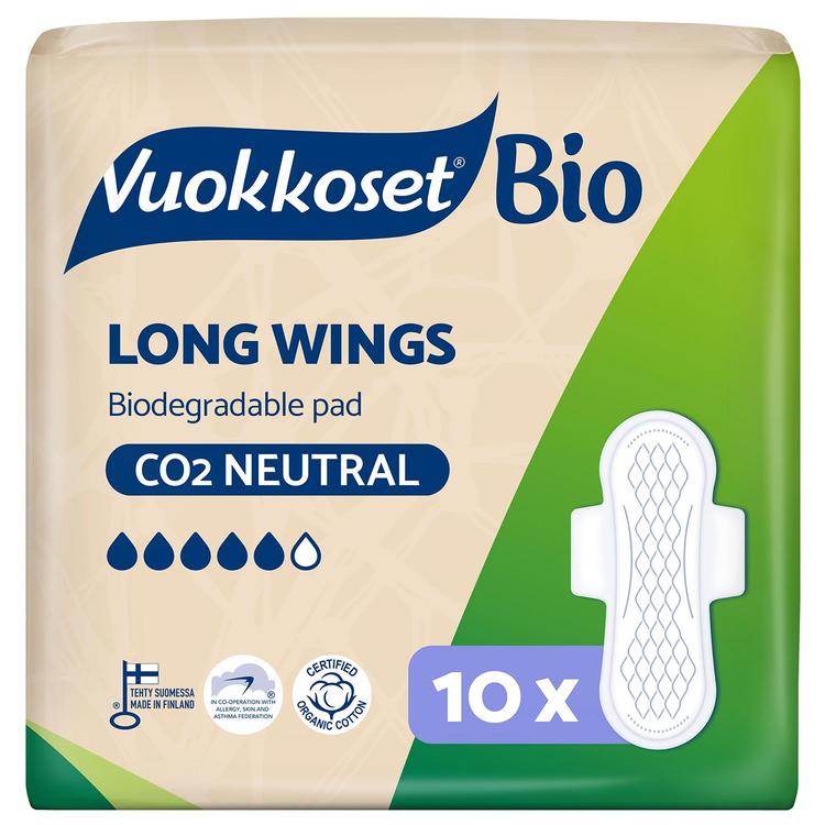 Vuokkoset Bio Long Wings ohutside 10 kpl