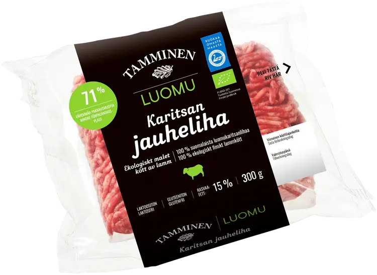 Tamminen luomukaritsan jauheliha 15% 300g