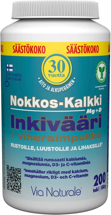 Nokkos-Kalkki Inkivääri+Vihersimpukka 200 tabl. Via Naturale