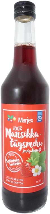 Marjex kylmäpuristettu mansikkamehu 0,5l