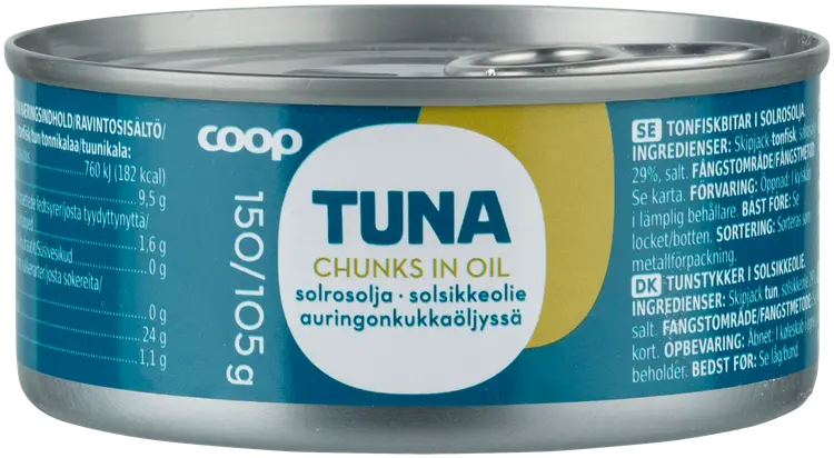 Coop tonnikalapala öljyssä 150/105 g