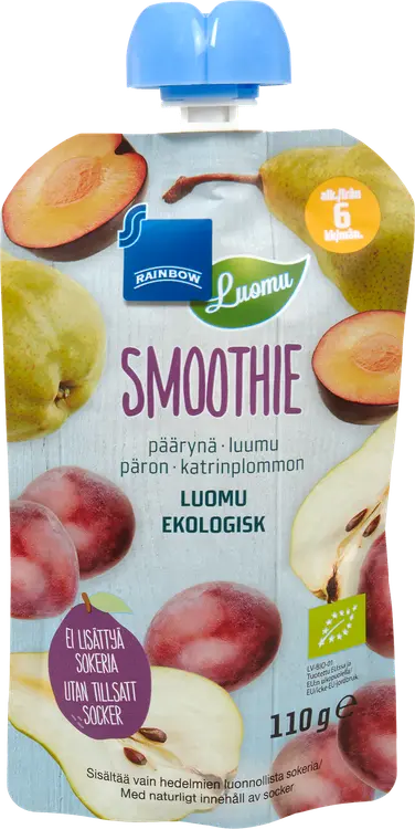 Rainbow 110g Smoothie 6kk päärynä-luumu, luomu