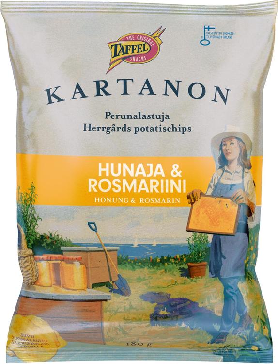 Taffel Kartanon hunaja ja rosmariini maustettu sipsi 180g