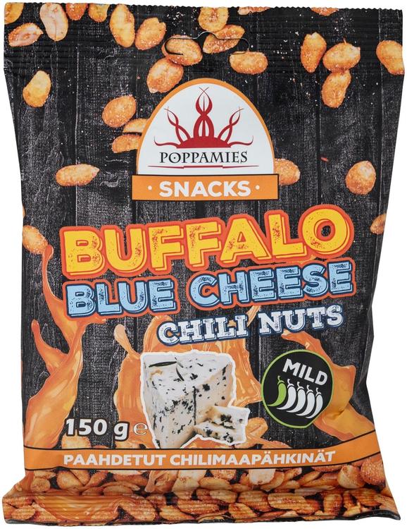 Poppamies Snacks Buffalo Blue Cheese Chili Nuts maapähkinät 150g