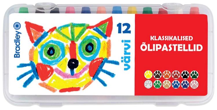 Õlipastellid 12 värvi plastkarbis