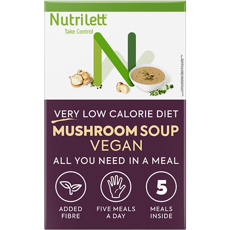 Nutrilett VLCD Vegan Mushroom Soup Painonhallintaan tarkoitettu erittäin niukkaenergianinen ruokavalionkorvike vegaaninen sienikeitto 5x35g