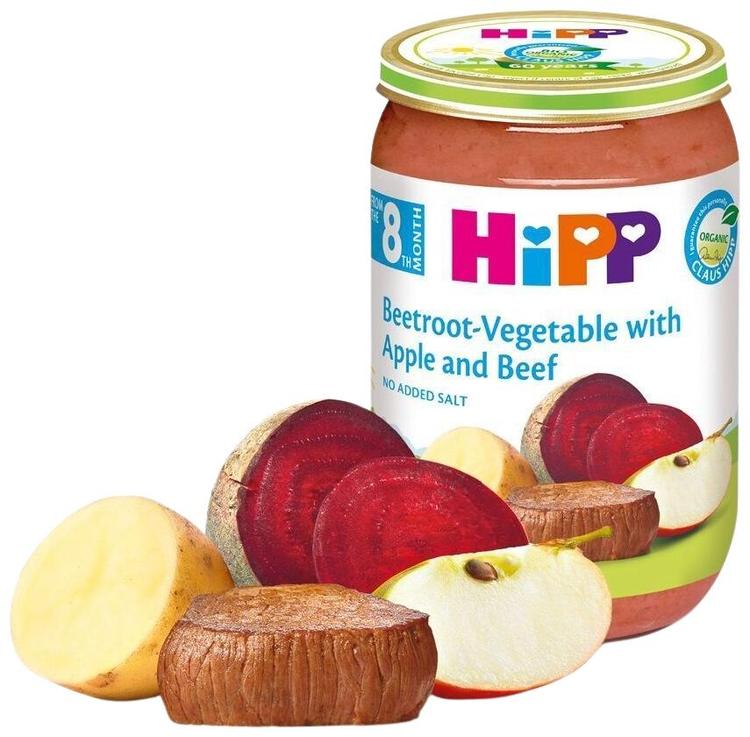 Hipp peedi-juurvilja-õunapüree loomalihaga 220g, alates 8-elukuust glüteenivaba