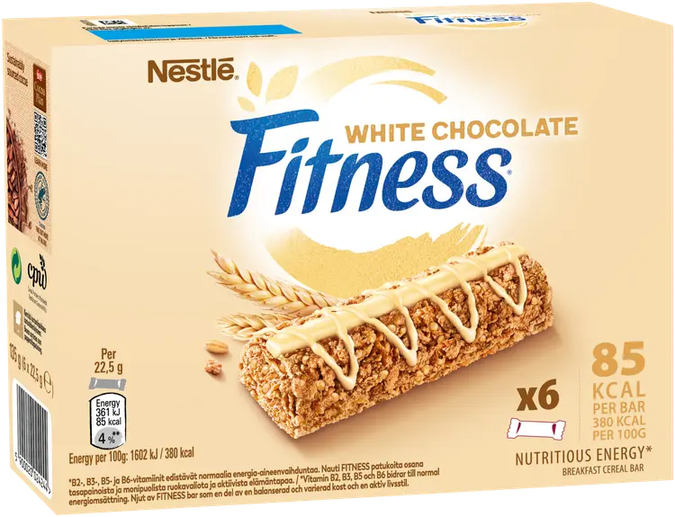 Fitness 6x22,5g White Chocolate viljapatukka