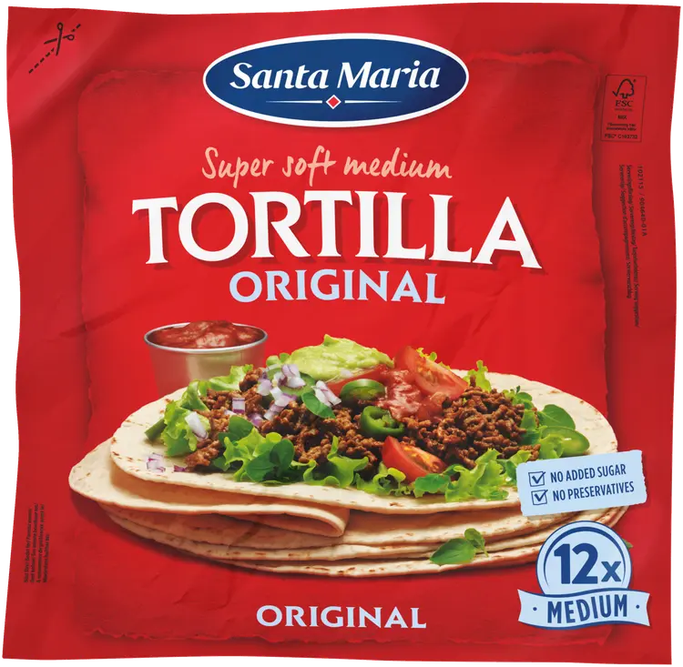 Santa Maria Tortilla Original Medium vehnätortilla 12 kpl 480 g