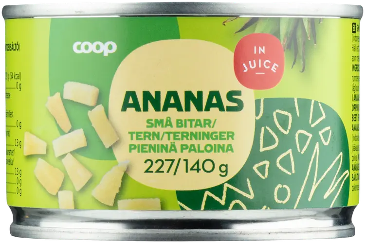 Coop ananas pieninä paloina mehussa 227/140 g
