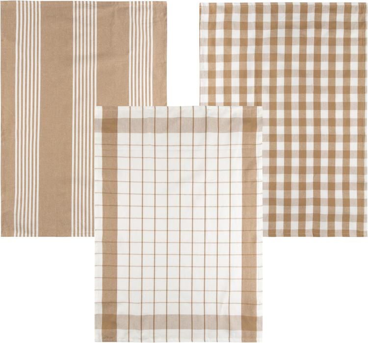 Tex Home keittiöpyyhe Stripes 3kpl beige