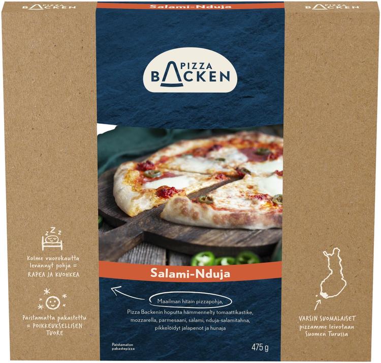 Pizzabacken Salami-Nduja pakastepizza475
