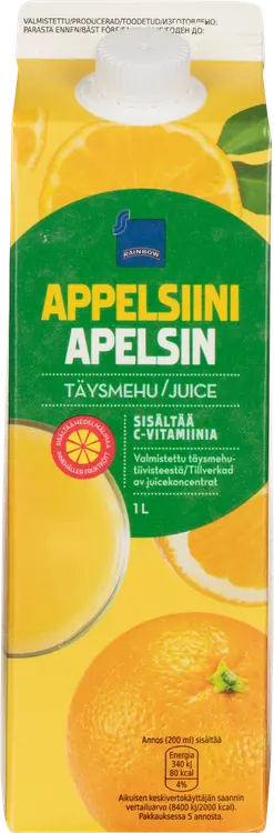 Rainbow appelsiinitäysmehu hedelmälihalla + C-vitamiini 1l
