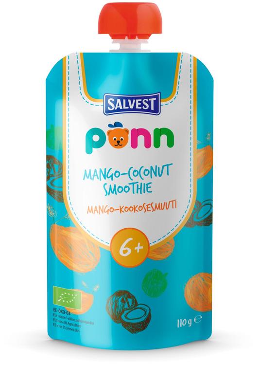 PÕNN Ökoloogiline Mango-kookosesmuuti 110 g 6+ 110g