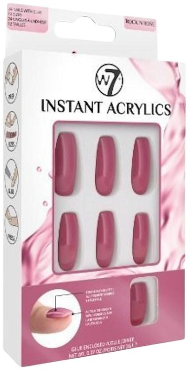 W7 Instant acrylics Rock N Rose, asennetta huokuva syvän punaiset kynnet.