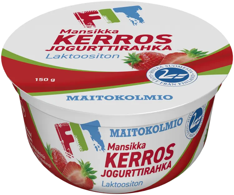 Maitokolmio FIT Kerrosjogurttirahka mansikka 150 g laktoositon