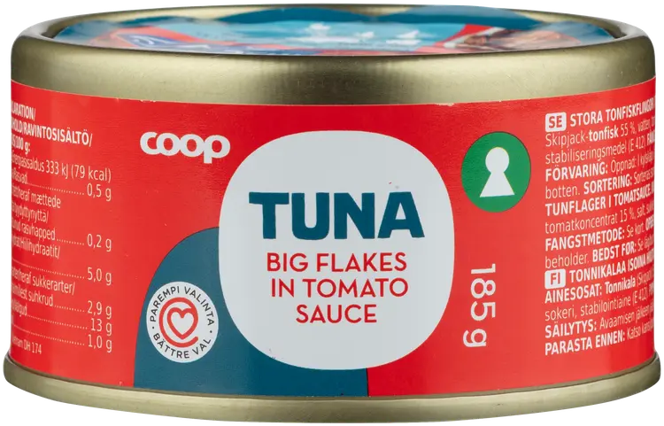 Coop tonnikala hiutaleina tomaattikastikkeessa MSC 185 g