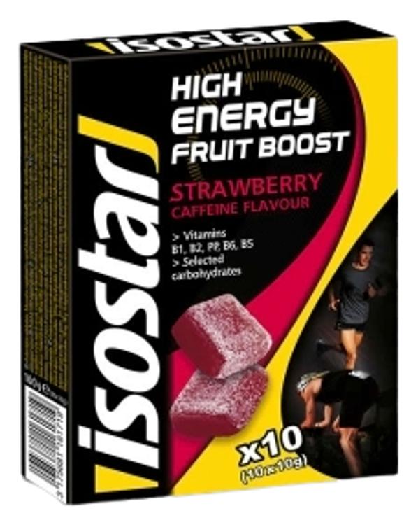 Isostar Maasikamaitselised energiarikkad marmelaadikommid kofeiiniga (10x10g)