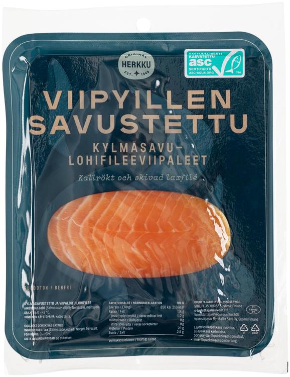 Viipyillen kylmäsavustetut lohiviipaleet