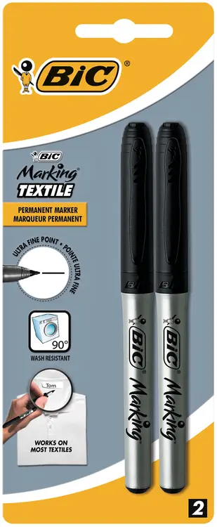 BIC tekstiilitussi 2kpl musta