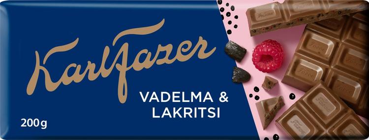 Karl Fazer vadelma & lakritsi suklaalevy 200g