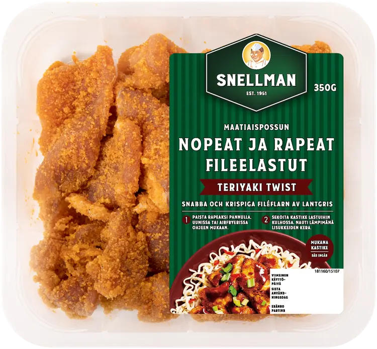 Snellman Maatiaispossun nopeat ja mureat fileelastut teriyaki twist 350 g
