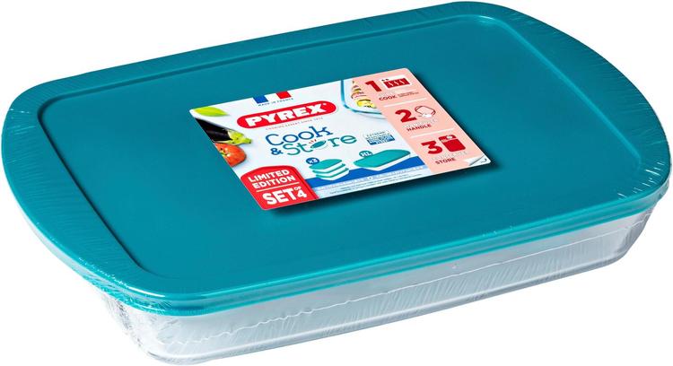 Pyrex lasivuokasetti Cook & Store 4,5 l + 0,4 l x 3 kpl