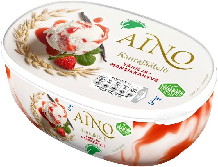 Aino Vanilja-Mansikkahyve vegaaninen kaurajäätelö kotipakkaus  508g/850ml