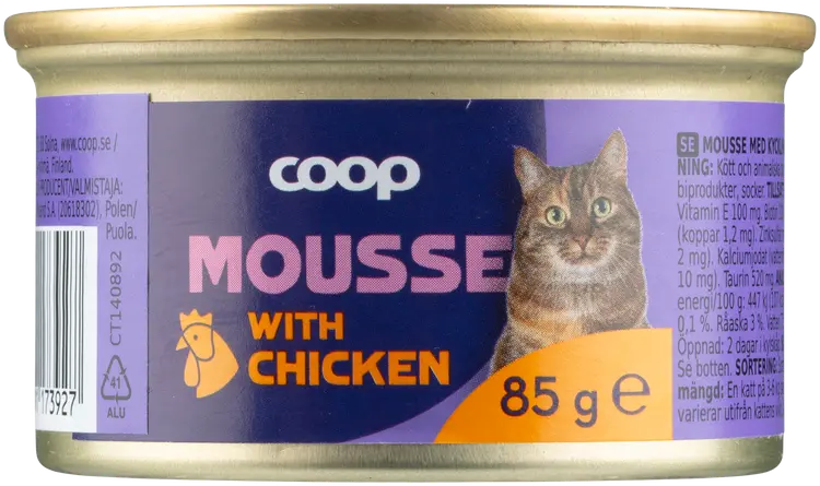 Coop kanaa sisältävä mousse täysikasvuisille kissoille 85 g