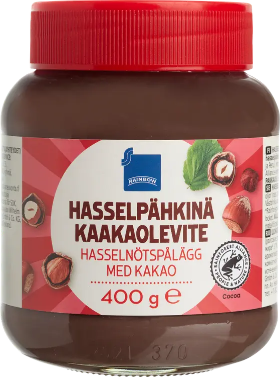 Rainbow 400g hasselpähkinä-kaakaolevite
