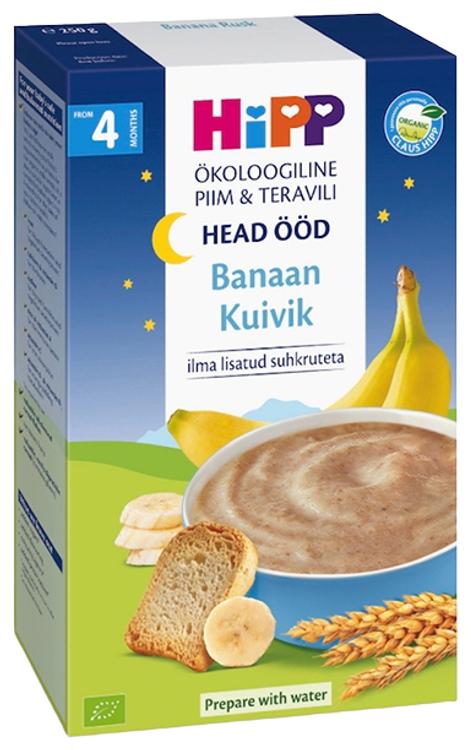 Hipp head ööd banaani-kuiviku piimapudrupulber 250 g, öko, alates 4-