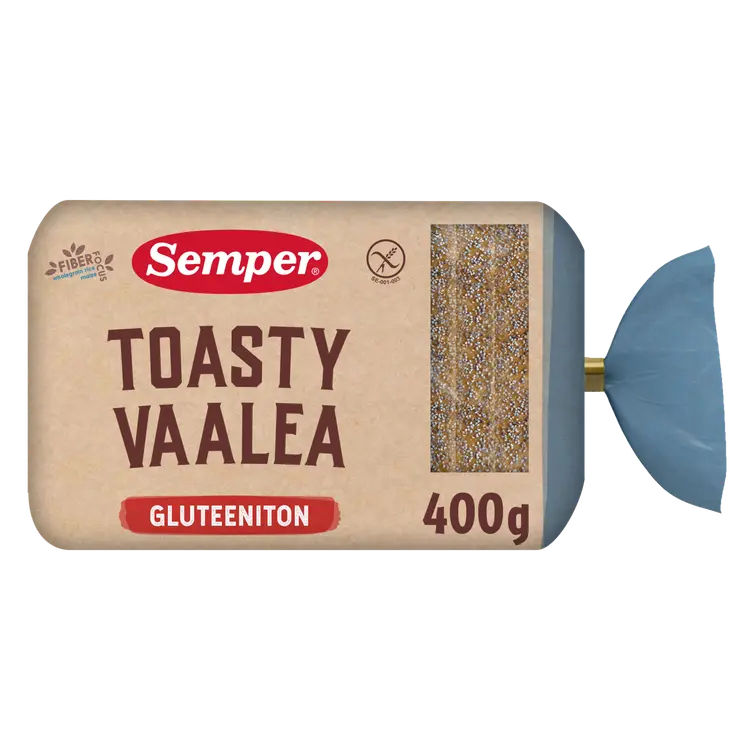 Semper Gluteeniton Toasty Vaalea, viipaloitu pakasteleipä 400g