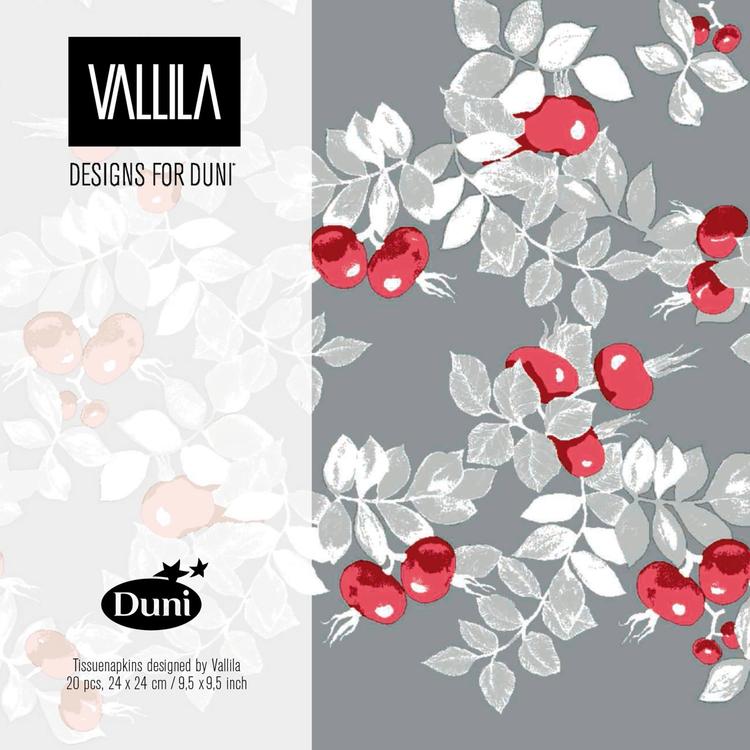 Duni Vallila 20kpl 24cm 3-krs Ruusunen lautasliina