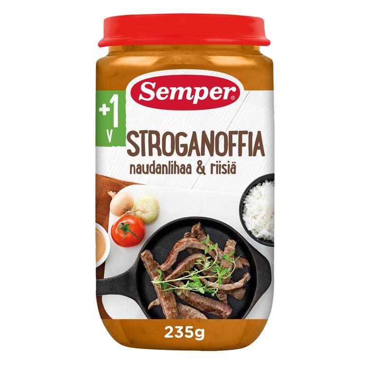 Semper Stroganoffia naudanlihaa & riisiä 1v lastenateria 235g