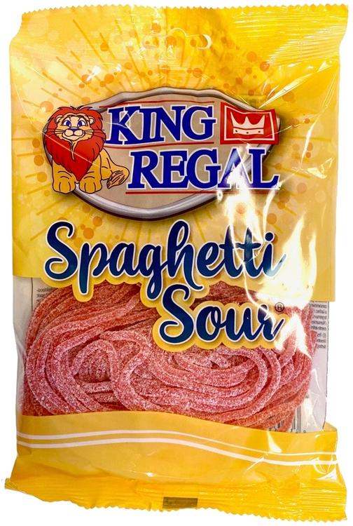 King Regal Spaghetti Sour kirpeä mansikanmakuinen karkkinauha 200g