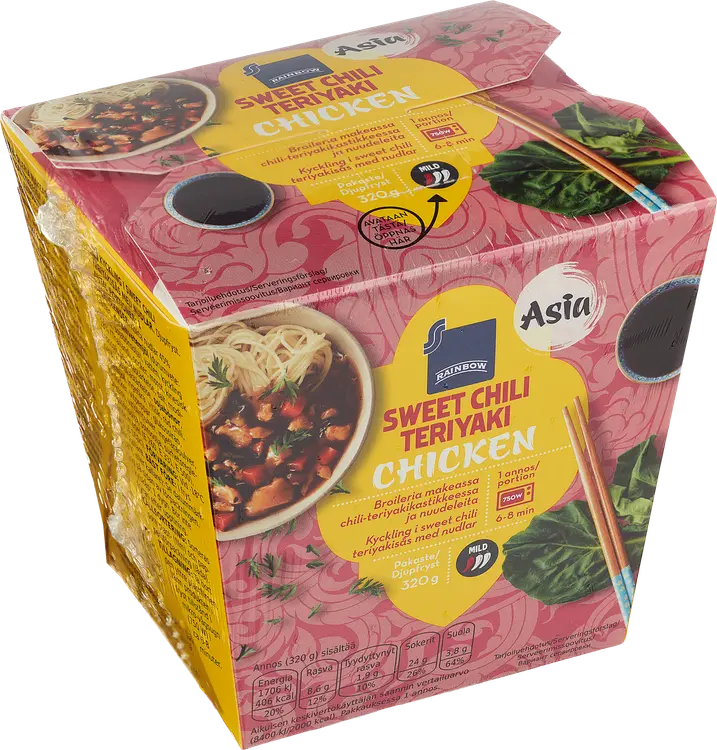 Rainbow 320g broileria makeassa chili-teriyakikastikkeessa ja nuudeleita pakaste