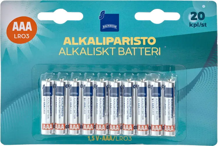 Rainbow alkaliparisto AAA/LR03 1,5V 20 kpl