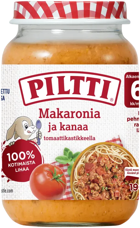 Piltti 190g Makaronia ja kanaa tomaattikastikkeessa lastenateria 6kk