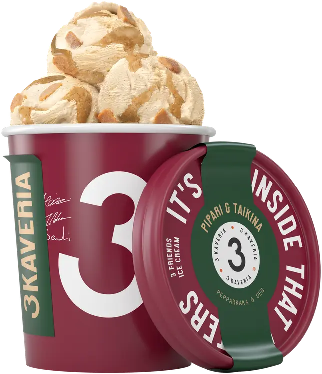3 Kaveria Laktoositon Pipari & Taikina jäätelö 500ml/400g