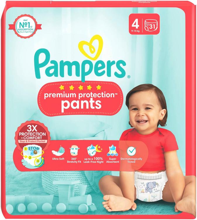 Pampers Premium Protection Pants S4 9-15kg 31kpl housuvaippa