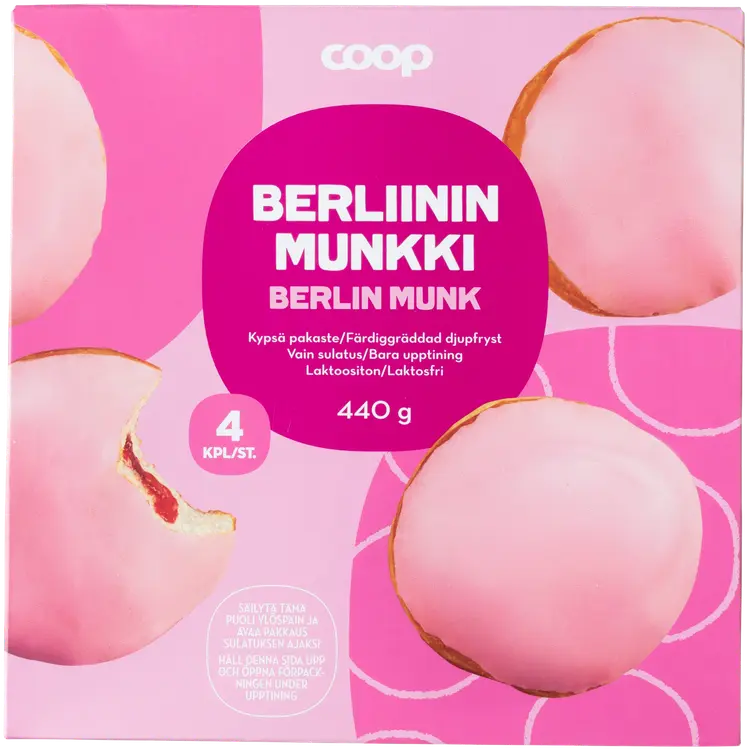 Coop berliininmunkki 4 kpl/440g pakaste