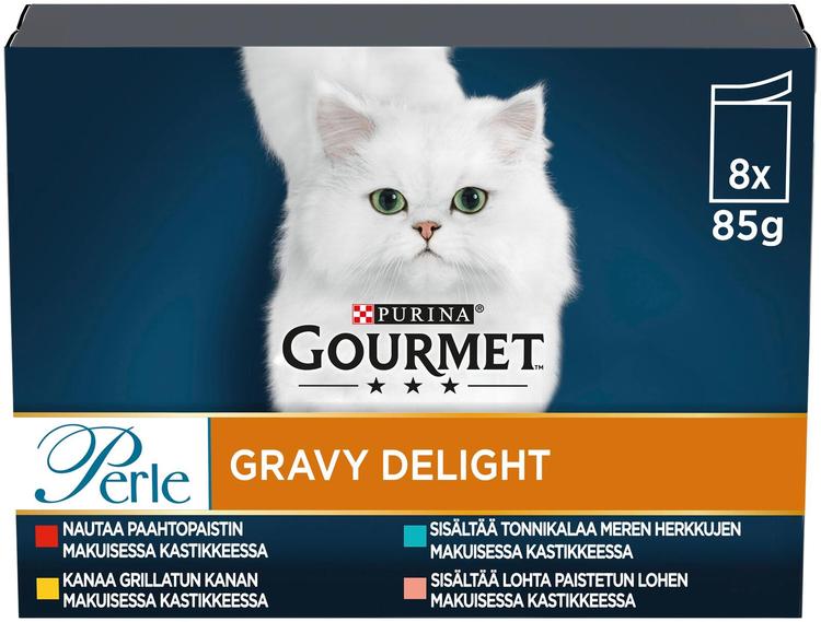 Gourmet 8x85 g Perle Gravy Delight Lajitelma 4 varianttia kissanruoka