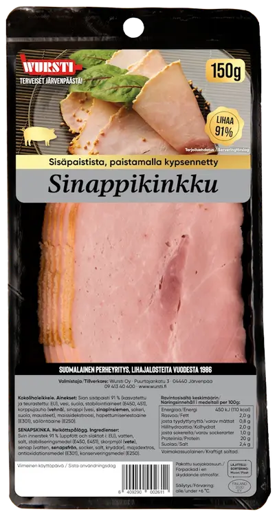 Wursti 150g Sinappikinkku siivutettu