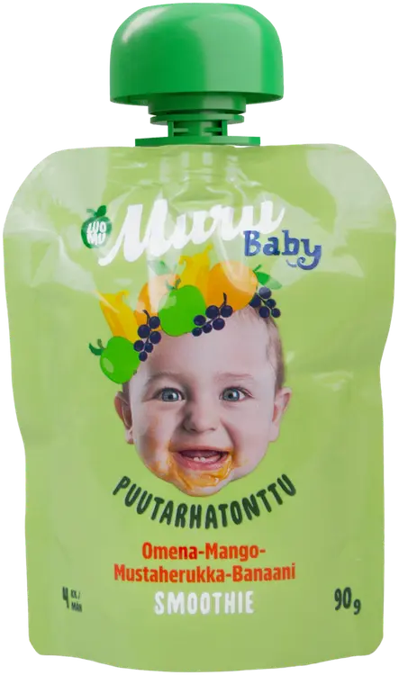 Muru Baby  Puutarhatonttu Smoothie 4 kk  omena-mango-mustaherukka-banaani 90 g