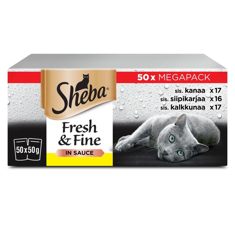 Sheba 50x50g Fresh&Fine Siipikarja kastikkeessa