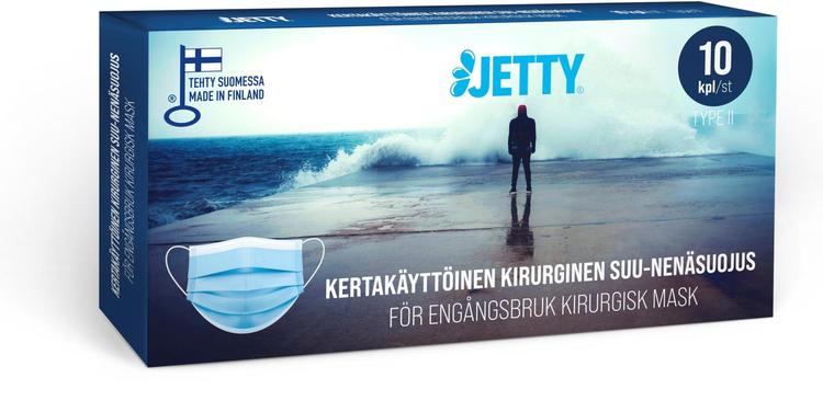 Jetty Kirurginen suu-nenäsuoja TYPE II 10kpl, valmistettu suomessa, CE merkitty
