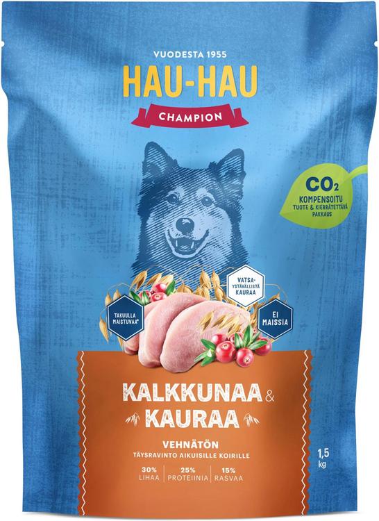 Hau-Hau Champion Kalkkunaa ja kauraa täysravinto aikuisille koirille 1,5 kg